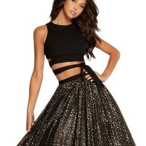 Alyce Paris Black and Gold Sequin Prom Dress